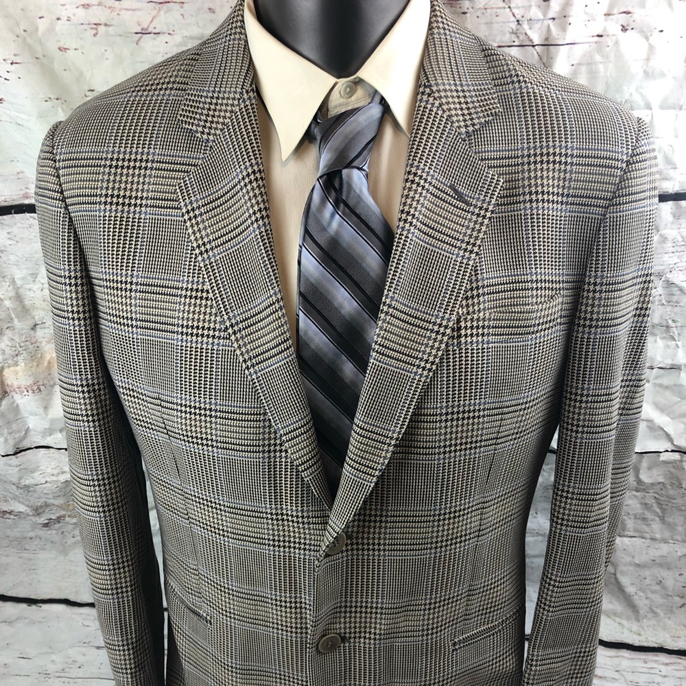 Giorgio Armani Black Label Glen Plaid 2 Button Blazer Full cut jacket Size 46R
